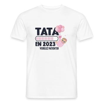 Annonce Grossesse Originale Future Tata En 2023 - T-shirt homme - blanc - Devant - AI Model Male 178 dark (178cm)