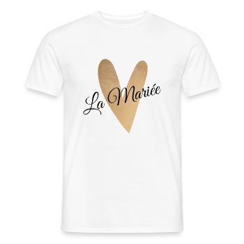 La mariée coeur doré - T-shirt homme - blanc - Devant - AI Model Male 178 dark (178cm)