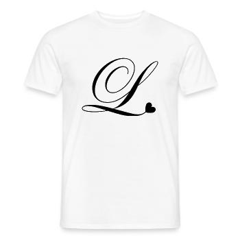 Lettre l calligraphie cœur - T-shirt homme - blanc - Devant - AI Model Male 178 dark (178cm)