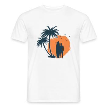 Surfeur palmier plage 1 - T-shirt homme - blanc - Devant - AI Model Male 178 dark (178cm)