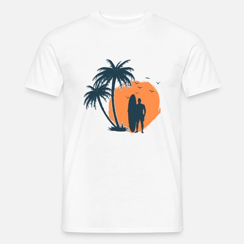 Surfer Palm Strand 1 - Männer T-Shirt - Weiß