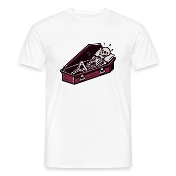 Drôle de squelette dormant dans un cercueil - T-shirt homme - blanc - Devant - AI Model Male 178 dark (178cm)