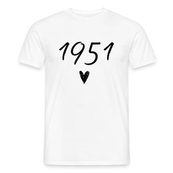 1951 coeur anniversaire - T-shirt homme - blanc - Devant - AI Model Male 178 dark (178cm)