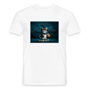 Effrayant Mignon Halloween Chat Effrayant - T-shirt homme - blanc - Devant - AI Model Male 178 dark (178cm)