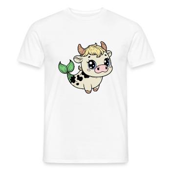 Cute Manatee Cow - Men's T-Shirt - white - Front - AI Model Male 178 dark (178cm)