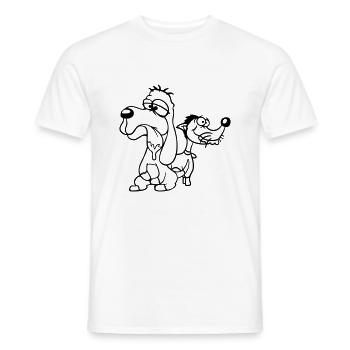 2 dogs team stupid two friends crew unhappy - Men's T-Shirt - white - Front - AI Model Male 178 dark (178cm)