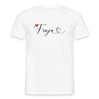 Finja Name Vorname Kalligrafieherz - Männer T-Shirt - Weiß - Vorne - AI Model Male 178 dark (178cm)
