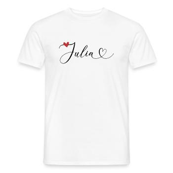 Julia Nom Prénom Calligraphie Coeur - T-shirt homme - blanc - Devant - AI Model Male 178 dark (178cm)
