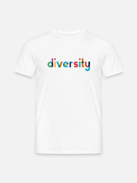 Diversity - Rainbow Typography - Männer T-Shirt - Weiß
