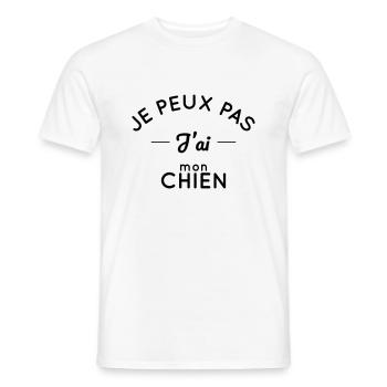 Je peux pas j'ai mon chien - T-shirt homme - blanc - Devant - AI Model Male 178 dark (178cm)