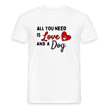 Tout ce dont vous avez besoin, c’est d’amour ET d’un chien - Herz mit Pfote - T-shirt homme - blanc - Devant - AI Model Male 178 dark (178cm)