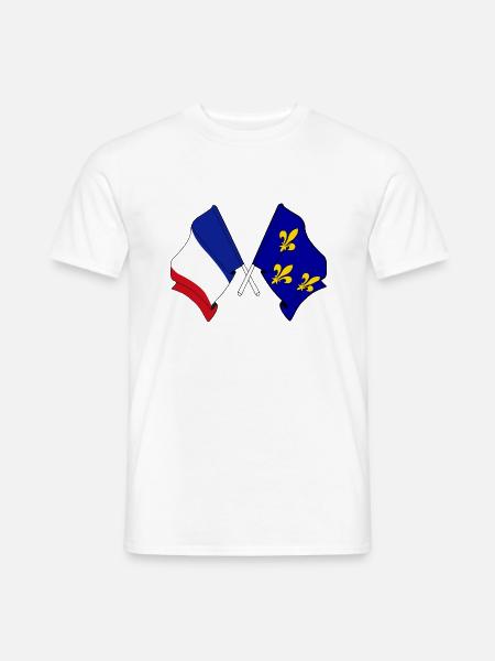 Flagge Frankreichs, Île de France überquert - Männer T-Shirt - Weiß