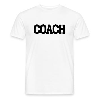 COACH Funny Gift Soccer Coach Cap Hat - Men's T-Shirt - white - Front - AI Model Male 178 dark (178cm)