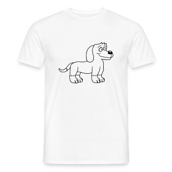Dog Stands Cute Little Happy Puppy Pet - Men's T-Shirt - white - Front - AI Model Male 178 dark (178cm)
