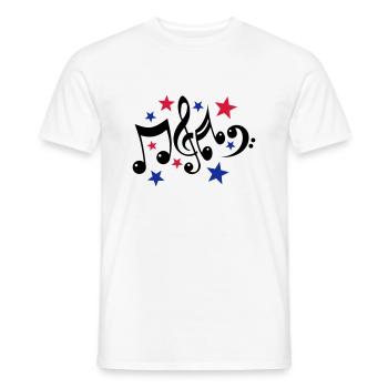 Music Notes and Stars 3c - Men's T-Shirt - white - Front - AI Model Male 178 dark (178cm)