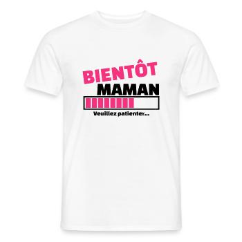 bientôt maman - T-shirt homme - blanc - Devant - AI Model Male 178 dark (178cm)