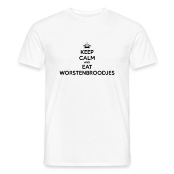 DUTCH KEEP CALM AND EAT SAUSAGE ROLLS BLACK - Men's T-Shirt - white - Front - AI Model Male 178 dark (178cm)