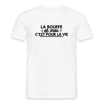 La bouffe et moi c'est pour la vie - T-shirt homme - blanc - Devant - AI Model Male 178 dark (178cm)