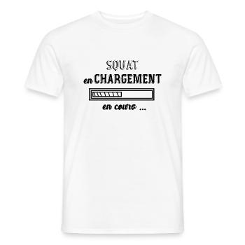Squat en chargement idée cadeau fitness - T-shirt homme - blanc - Devant - AI Model Male 178 dark (178cm)