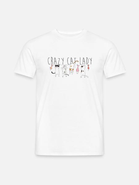 CRAZY CAT LADY - Männer T-Shirt - Weiß