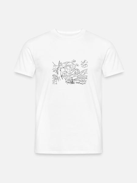Van Gogh Sternennacht Starry Night - Männer T-Shirt - Weiß