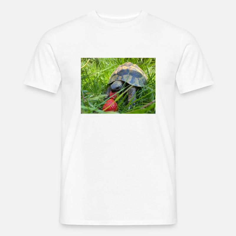 Schildkröte & Erdbeeren - Männer T-Shirt - Weiß