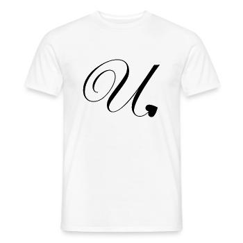 Letter u heart calligraphy - Men's T-Shirt - white - Front - AI Model Male 178 dark (178cm)