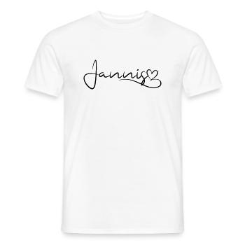 Jannis Surname First name Heart décor - Men's T-Shirt - white - Front - AI Model Male 178 dark (178cm)
