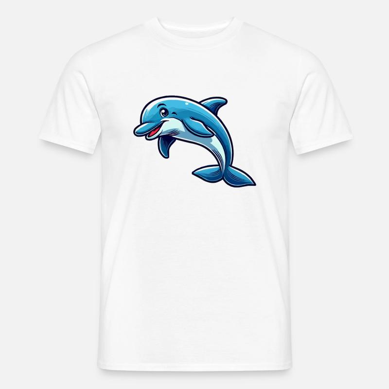 Delfin Delphin Comic - Männer T-Shirt - Weiß