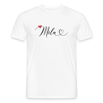 Mila Name Vorname Kalligrafieherz - Männer T-Shirt - Weiß - Vorne - AI Model Male 178 dark (178cm)