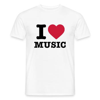 I love music heart music instrument listen gift - Men's T-Shirt - white - Front - AI Model Male 178 dark (178cm)