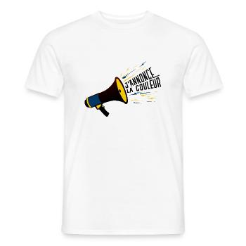porte voix annonce couleur elcair humour 304 B - T-shirt homme - blanc - Devant - AI Model Male 178 dark (178cm)