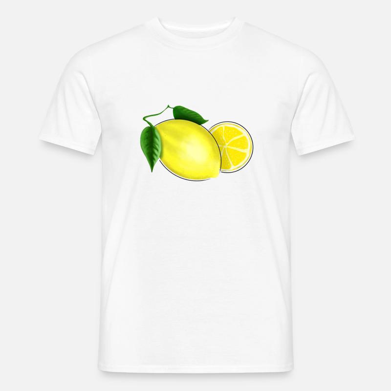 Frische Zitrone mit Blatt - Männer T-Shirt - Weiß