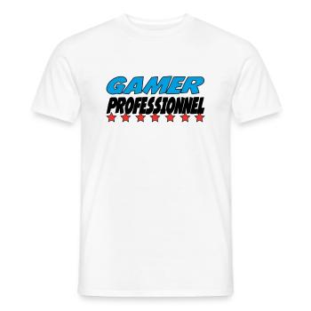 GAMER PROFESSIONNEL - T-shirt homme - blanc - Devant - AI Model Male 178 dark (178cm)
