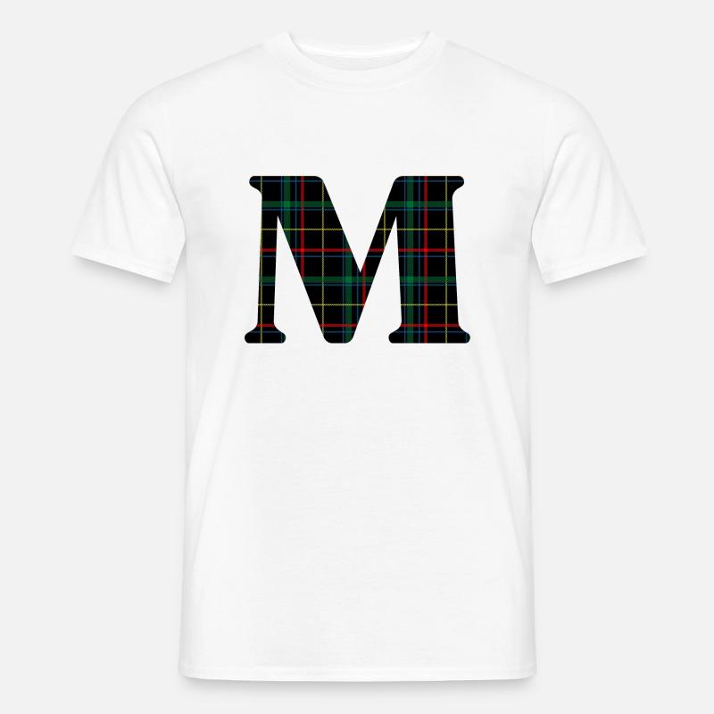 Monogramm m Schottischer Tartan - Männer T-Shirt - Weiß