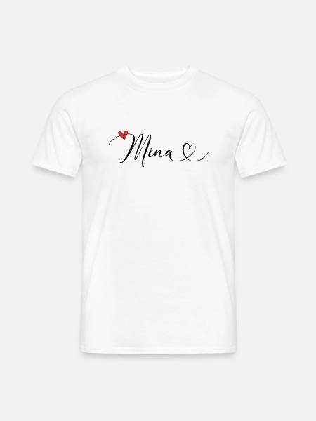Mina Surname First name Calligraphy Heart - Men's T-Shirt - white