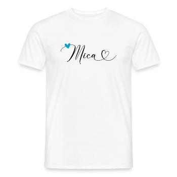 Mica nom Prénom Calligraphie coeur - T-shirt homme - blanc - Devant - AI Model Male 178 dark (178cm)