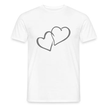 Double coeur - T-shirt homme - blanc - Devant - AI Model Male 178 dark (178cm)