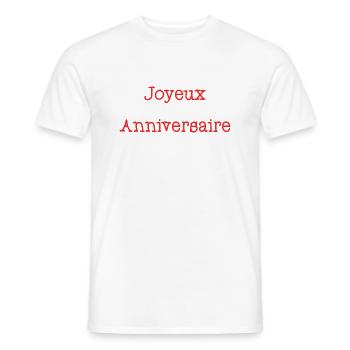 1. 1 AN. 1er ANNIVERSAIRE. ANNIVERSAIRE 1 AN - T-shirt homme - blanc - Devant - AI Model Male 178 dark (178cm)