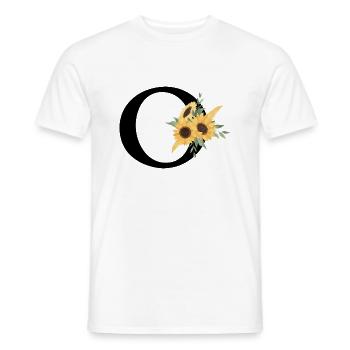 Sunflower Floral Letter O - Men's T-Shirt - white - Front - AI Model Male 178 dark (178cm)
