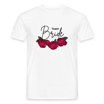 Team Bride Minimalist Red Flower - Men's T-Shirt - white - Front - AI Model Male 178 dark (178cm)