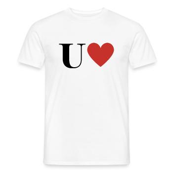 Letter u red heart - Men's T-Shirt - white - Front - AI Model Male 178 dark (178cm)