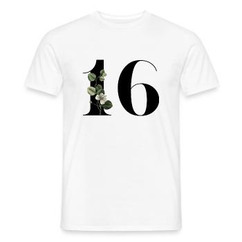 Nummer 16 Blumengrün -16. Blumengeburtstag - Männer T-Shirt - Weiß - Vorne - AI Model Male 178 dark (178cm)