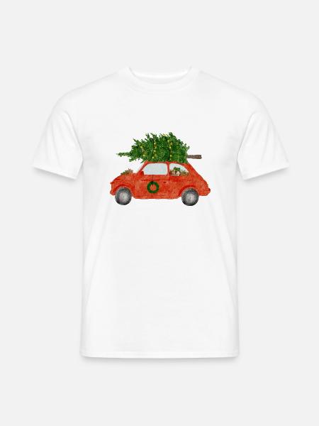 Weihnachtsauto - Männer T-Shirt - Weiß