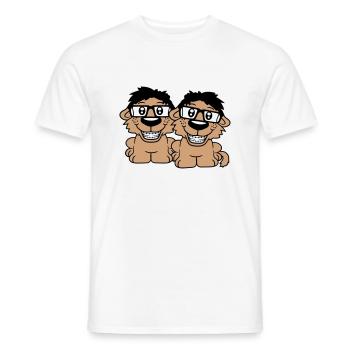 2 chiens nerds lunettes à monture de corne geeks bretelles intelligentes - T-shirt homme - blanc - Devant - AI Model Male 178 dark (178cm)