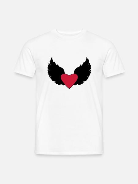 Herz und Flügel klassisches Design - Männer T-Shirt - Weiß