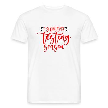 I Survived Testing Season - Männer T-Shirt - Weiß - Vorne - AI Model Male 178 dark (178cm)