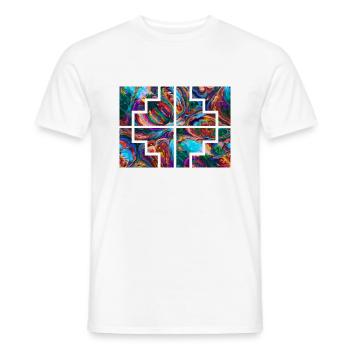 Collecteur géométrique - T-shirt homme - blanc - Devant - AI Model Male 178 dark (178cm)