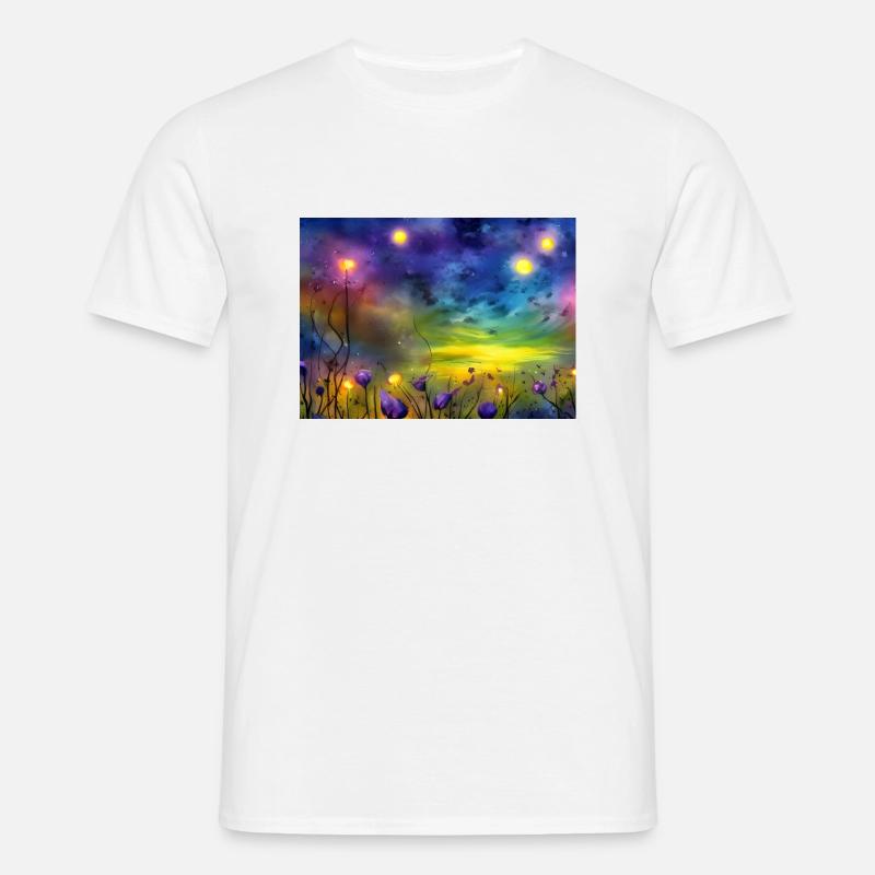 Sternennacht Blumen - Männer T-Shirt - Weiß