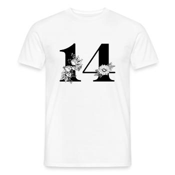 Number 14 Black Floral -14th Floral Birthday - Men's T-Shirt - white - Front - AI Model Male 178 dark (178cm)